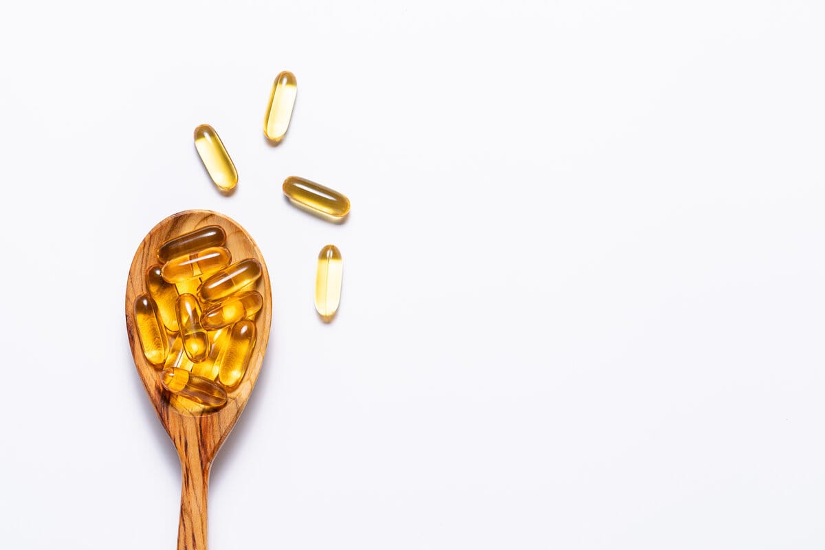 Fish oil in capsules as a supplement.