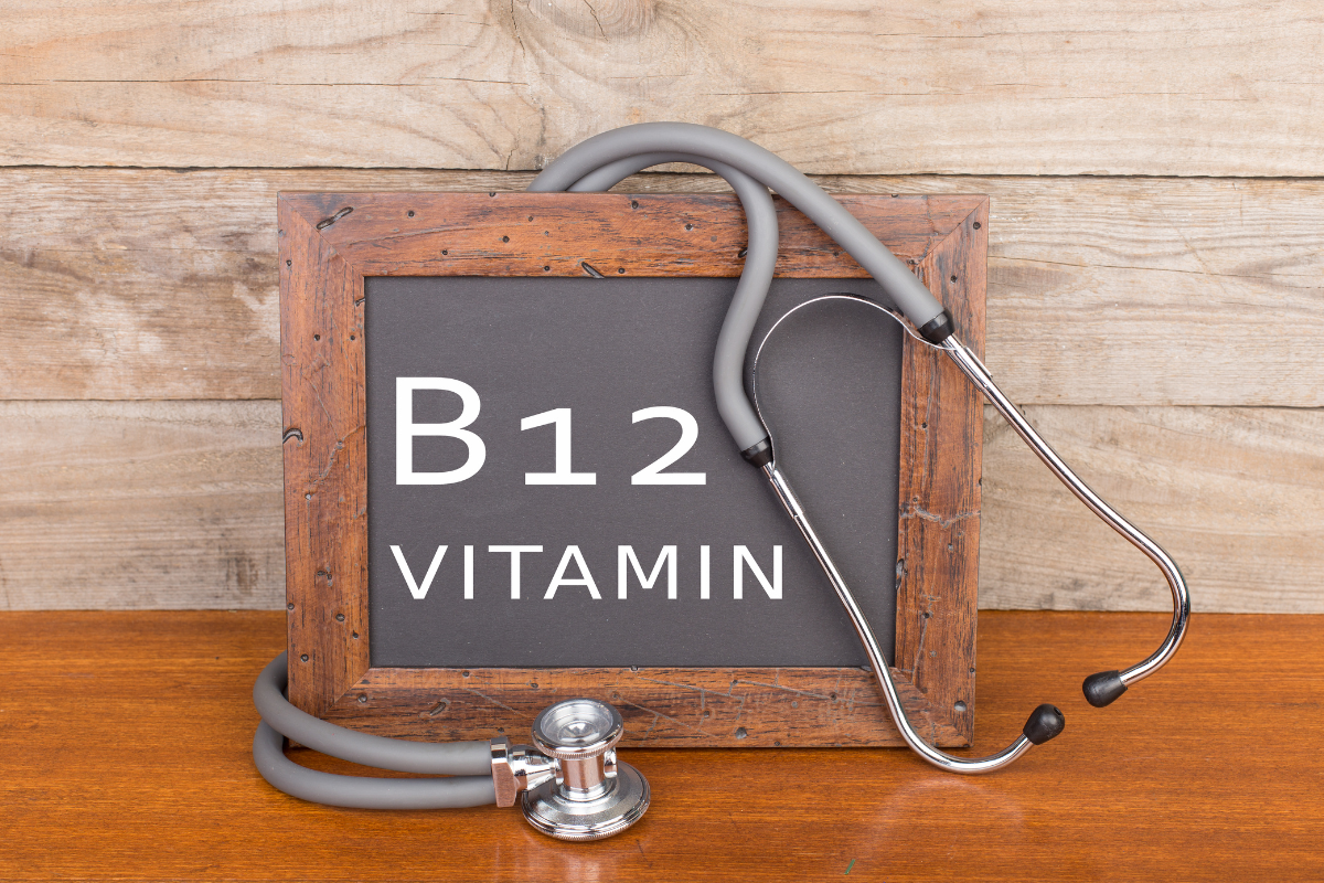 board tha writes b12 vitamin with stethoscope around