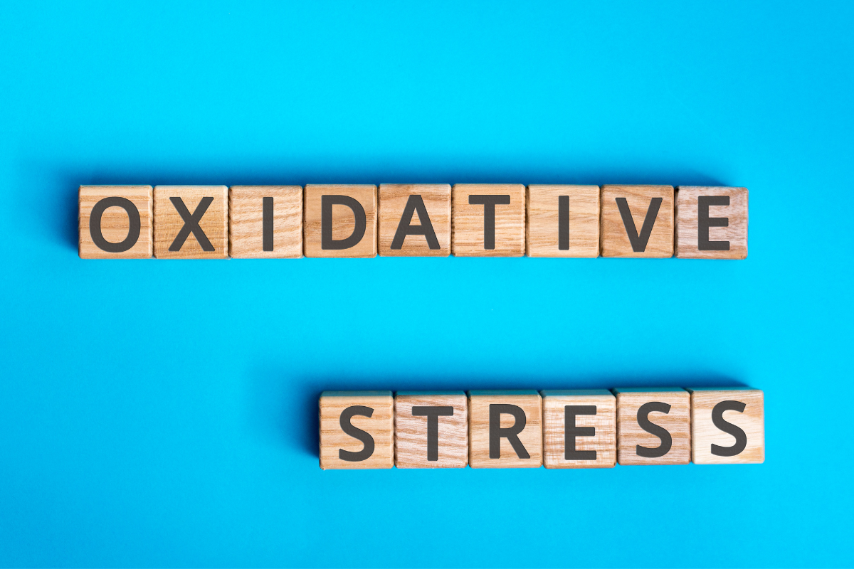 οι λέξεις oxidative stress σε μπλε φόντο